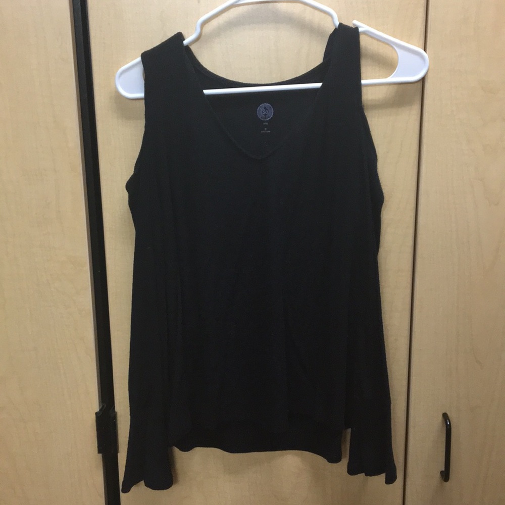 Black cold shoulder top with bell sleeves